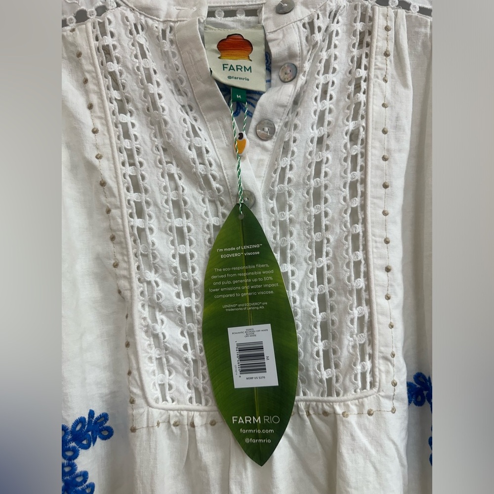 FARM Rio Off-White Romantic Richelieu Blouse - Picture 5 of 6